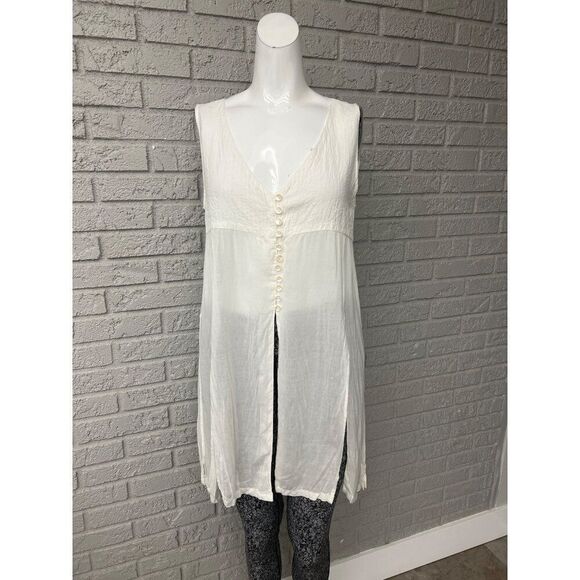 Danskin Tops - Danskin Sport Women White Crinkled Panel Tunic Top Shirt Size M